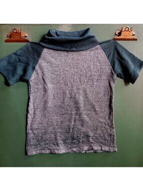 Vintage Boys 8 Sears Striped Ribbed Short-Sleeve T-shirt Turtleneck 1970s